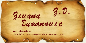 Živana Dumanović vizit kartica